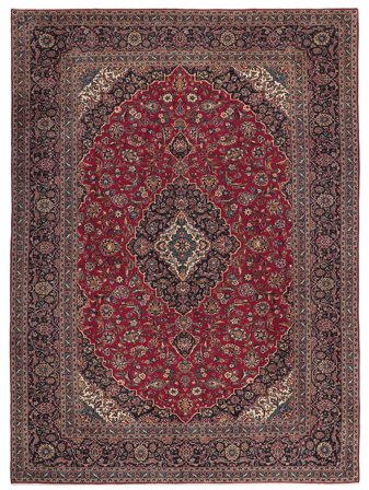 Handgeknüpft Persischer Keshan Teppich 294X402 Dunkelrot/Schwarz