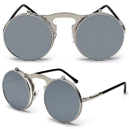 Miesten unisex-aurinkolasit, käännettävät linssit, pyöreät silmälasit