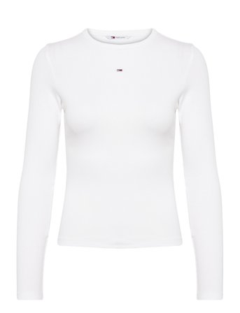 Tommy Jeans Tjw Slim Essential Rib Ls - White - XL