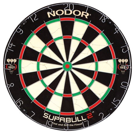 Nodor Dartboard Supabull 2 Sisal Dart Board Game Tournament Standard Professional Heavy Play Reduced Bounce-Outs, 17.7 Inches, Black/Red/Green