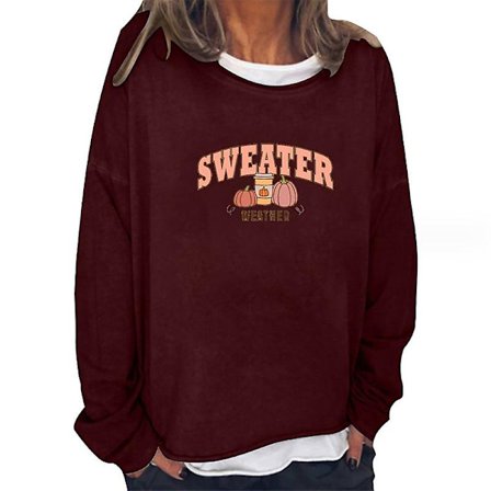 Halloween T-skjorte gresskar ansiktsskjorte for kvinner Langermet høst gresskar skjorte Halloween t-skjorte topp