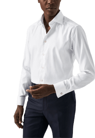 Eton Skjorta I Texturerad Twill Med Dubbel Manschett Contemporary Fit Skjortor Herr Vit 42