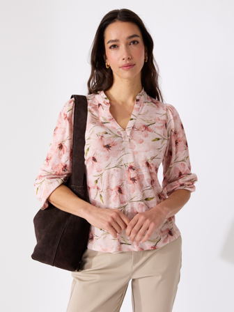 MATCH - Valensia printet lintopp - Marie Philippe - Str. L - Dame - Gensere & Cardigans - Rosa - 100% lin