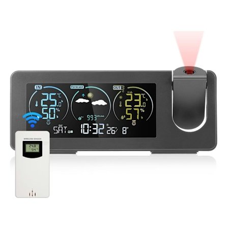 Projektionsklocka Kalender Väderstation Digitalt larm temperatur/fuktighetssensor