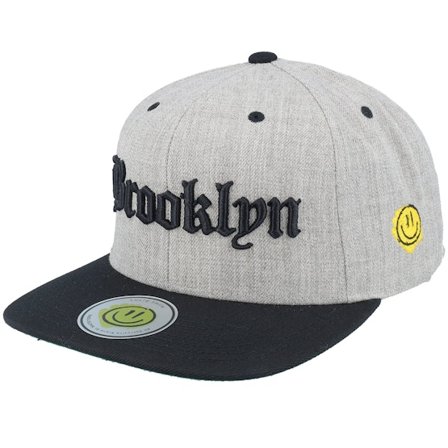 Lucid Smile - Grey snapback Czapka Z Daszkiem - Brooklyn 3d Script Heather Grey/Black Snapback @ Hatstore