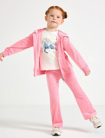 Lindex Leggings Flare Velour Solid - Pink - 116