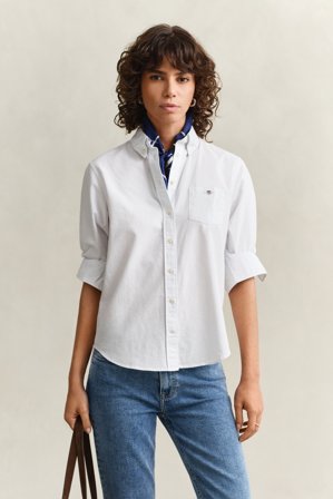 GANT Damen Regular Fit Classic Oxford-Bluse mit Streifen (44) Hellblau