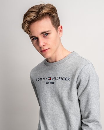 Tommy Hilfiger ESSENTIAL SWEATSHIRT Szary Swetry Chłopiec - Kids Brand Store