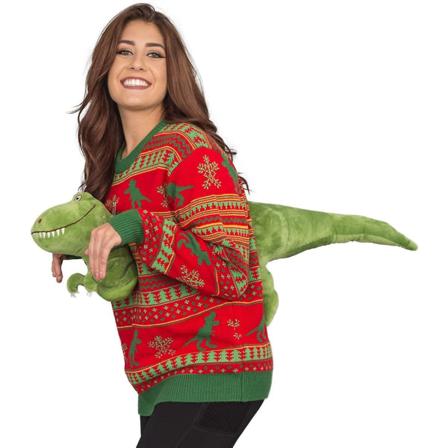 Julegensere Dame Herre Julegensere Vinter Strikketøy Reinsdyr Julegenser Snøfnugg Genser Slogan Gensere(S Dinosaur)