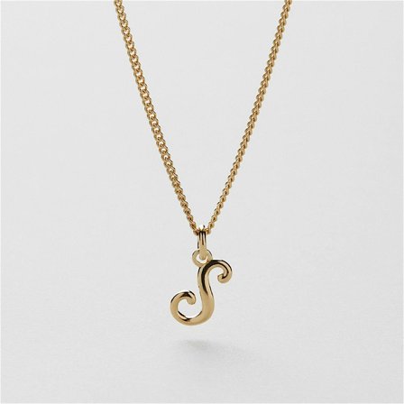 S Vintage Letter Halsband - 18K GULDPLÄTERAT STERLING SILVER - Safira