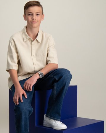 LMTD NLNHILL SS LINEN SHIRT Beige Skjorter Dreng - Kids Brand Store