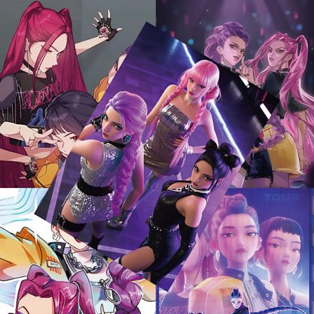 K-Pop Demon Hunters -julistesetti (8 arkkia) | Anime-seinätaide ja koristeelliset tarrat | Huoneen sisustuskokoelma**