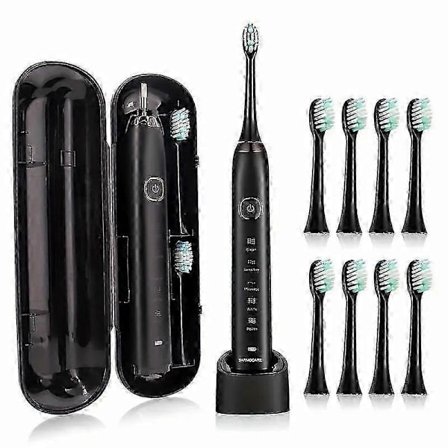 Sarmocare S100 IPX7 Vandtæt Bærbar Sonisk Elektrisk Tandbørste med 8 børstehoveder