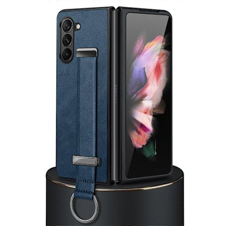 til Samsung Galaxy Z Fold 5 Cover med Håndledsrem, Læder Beskyttende Bumper Cover Ultra Tynd Stødsikker til Z Fold 5 5G