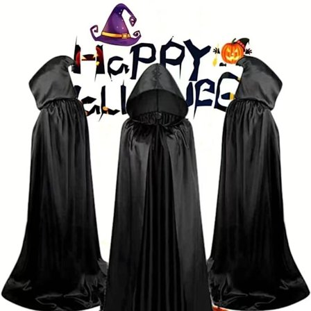 Halloween Liemannen Kappa | Vampyrkappa Kostym Vuxen Barn Cosplay *Satinkappa* 140CM (inklusive huva)