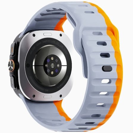 Samsung Galaxy Watch Ultra 47mm Silikonarmband Andningsbart Sportarmband - Grå / Orange