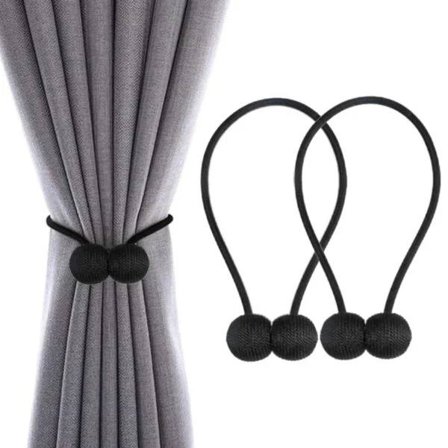 2-pack Magnetiska Gardiner Spännen Gardinknut - Svart svart
