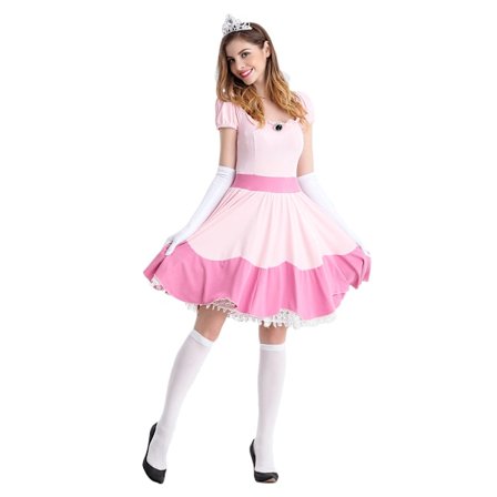 Princess Peach Kostume Til Kvinder Halloween Cosplay Kjole W