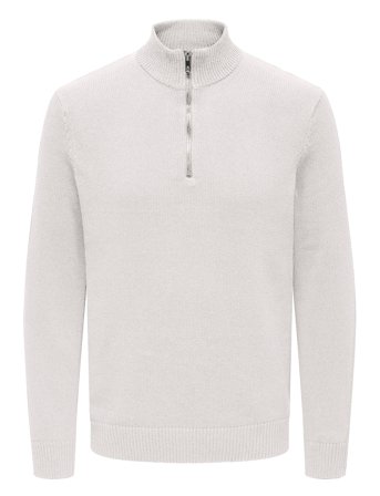 ONLY & SONS Onsfabian Life Reg 7 Half Zip Knit Vit