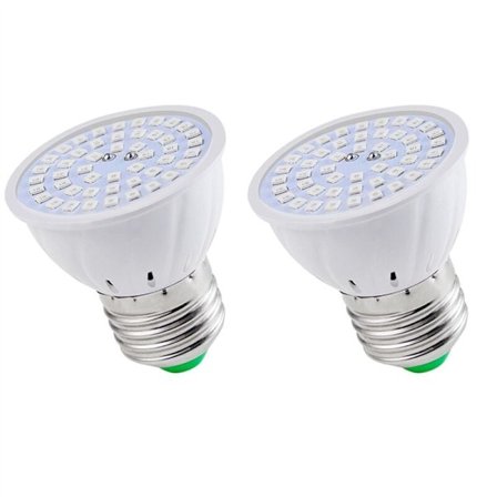 2X E27 80 LED Vekstlampe LED Vekstlys Fullspektrum Phyto Blomsterfrøplante for Innendørs Hydroponiske Planter