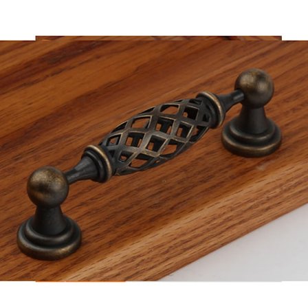 Sæt med 1 antikke dørhåndtag i antik bronze metal fugleburstræk