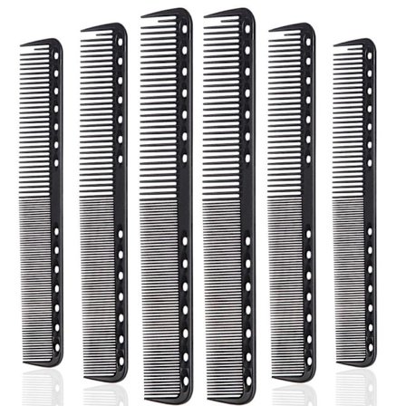 Pakke med 6 karbonfiber fine klippekam for frisørsalong