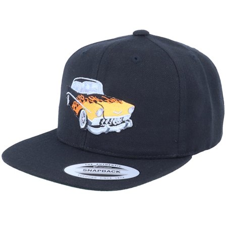 Kiddo Cap - Svart snapback Keps - Kids Flaming Car Black Snapback @ Hatstore