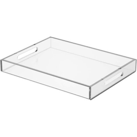 Klar Serveringsbricka 30x40 cm - Dekorativ bricka i akryl med handtag