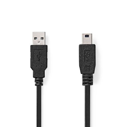 USB-kabel | USB 2.0 | USB-A Hane | USB Mini-B 5 pin Hane | 480 Mbps | Nickelplaterad | 1.00 m | Rund | PVC | Svart | Label