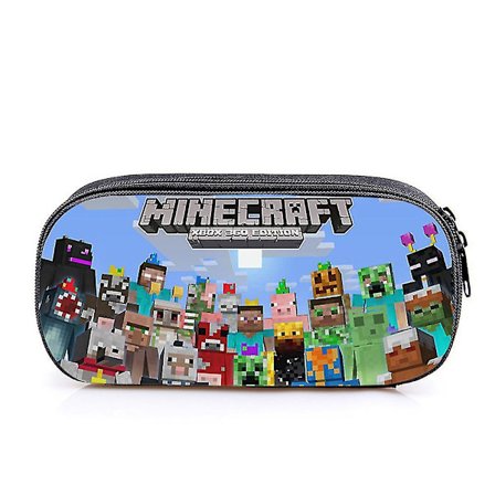 Minecraft Tema Kids Boys Girls Blyantveske Stor Kapasitet Penn Bag Student Stasjonær Oppbevaringsarrangør Pouch Tilbake Til Skolen(F)
