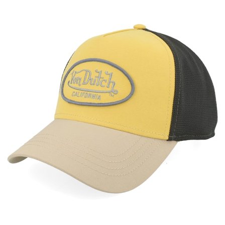 Von Dutch - Amarillo trucker Gorra - Oval Patch Black/Yellow/Beige Trucker @ Hatstore