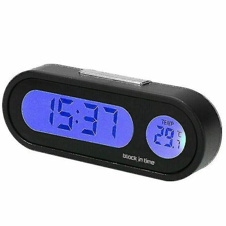 2 i 1 LCD digital bil elektronisk led tidklocka termometer med bakgrundsbelysning svart - Sfygv