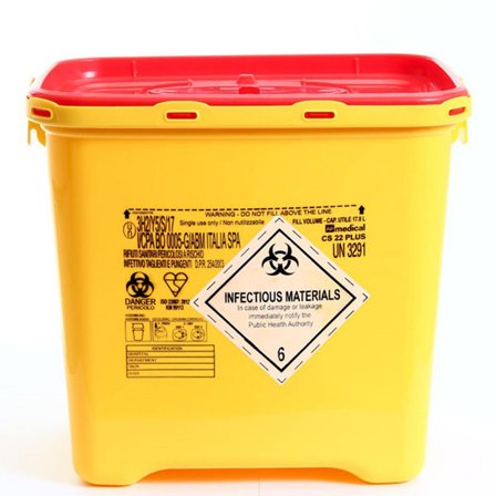 SAN SAC Kanylburk gul med etikett 22L - Lyreco - Sjukvård och omsorg - Inredning - Riskavfallshantering
