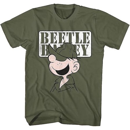Beetle Bailey T-shirt Beetle Face Vuxen Kortärmade T-shirts Vintage Style Grafiska T-shirts