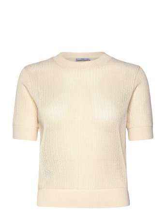 Mango | Short-Sleeved Openwork Knitted Sweater | L