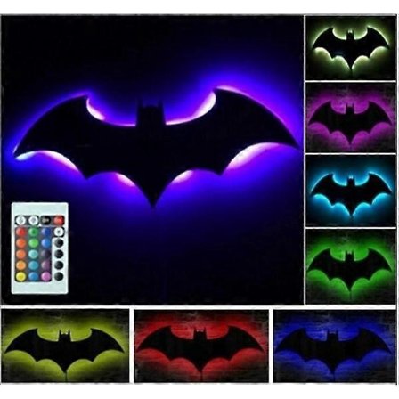 LED Vegglampe med Fjernkontroll Batman Fargerik Projeksjonsnattslys for Soverom KTV Gang Bakgrunn, USB