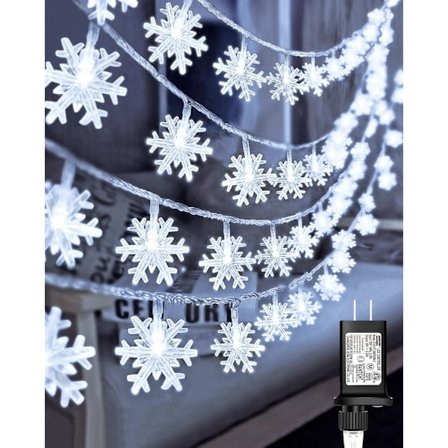 100 LED Jul Snöflingor Ljus, 9,75 m Snöflinga Fairy String Ljus Vit