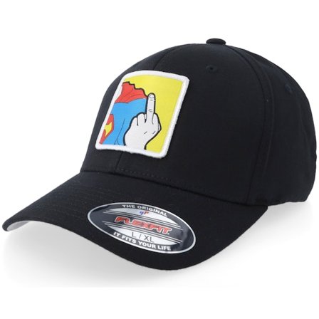 BOOM - Svart flexfit Keps - Super Fu Patch Black Flexfit @ Hatstore