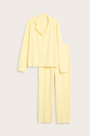 Kappahl | Tvådelad pyjamas i trikå | Ljusbeige