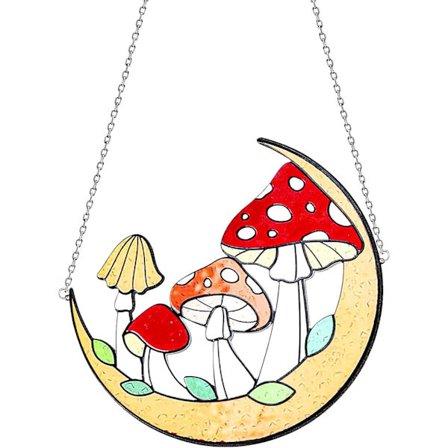 Färgad svamp trädgård hem dekoration målat glas fönster hänga