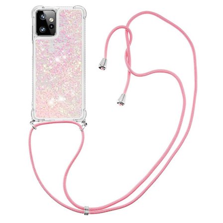 För Motorola Moto G Power 5g Fodral Tpu Glitter Flytande Telefonfodral Med Snöre