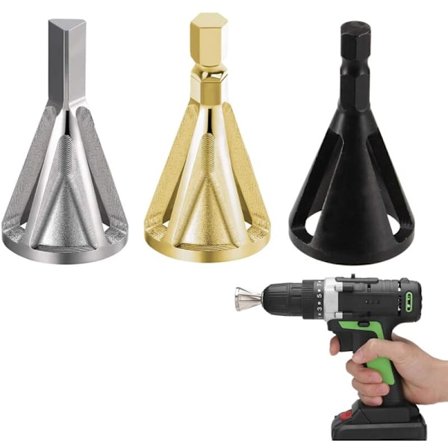 3 stk. Afgratningsværktøj til borebits - sekskantet u0026 trekantet, kompatibelt med forskellige mærker (guld, sølv, sort)