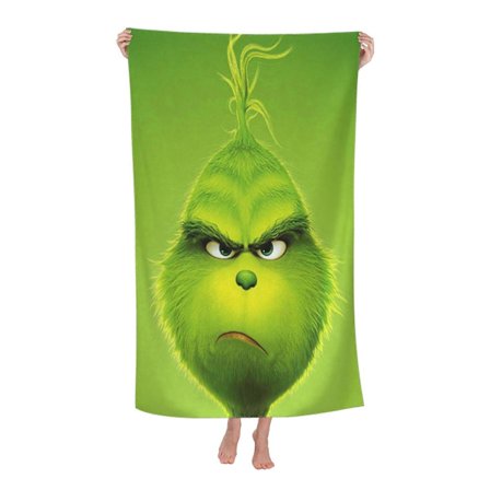 w169 The Grinch Strandhåndklæde, Stort Mikrofiber Badehåndklæde qlx169