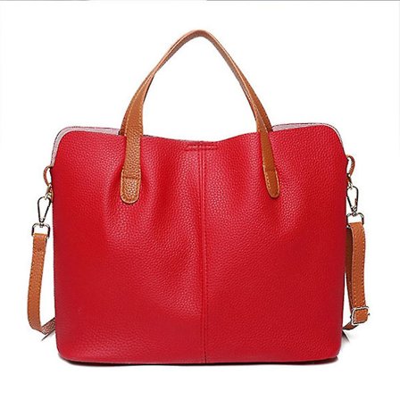 Dame 2 I 1 PU Læder Shopper Tote Taske Store Skuldertasker Crossbody Taske