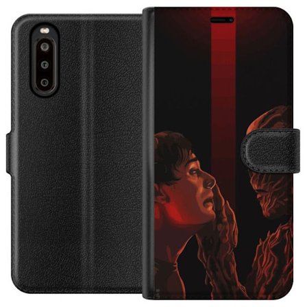 Yhteensopiva Lompakkokotelo Sony Sony Xperia 10 II Pimeä fantasian kuva, jossa korostuu ihmisen ja hirviön kohtaaminen vahvalla draamalla ja psykolo