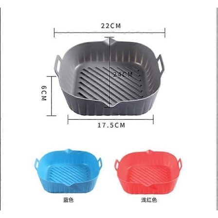 Silikoneindsatser firkantet ekstra stor 25 cm til airfryer, 2 stk. non-stick genanvendelig fødevaregodkendt silikone ny