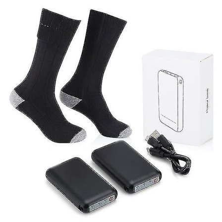 1 par uppvärmda strumpor med powerbank elektrisk fot thermal långrörsstrumpa Vintervärmare för utomhussport Skidfot Håll varm strumpa