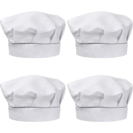 4 stk. Kokkehuer til Børn 3-13 År, Justerbar Madlavningshue Dreng Pige, Åndbar Polycotton Kok, Småbørnshue til Madlavning Hjemme (wh