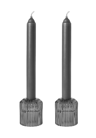 MANO ATELIER Gåvoset låg ljusstake och ljus, 2-pack Ljus & ljusstakar Grå ONESIZE