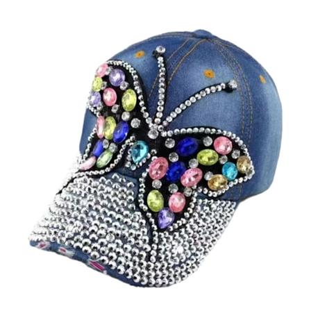 Naisten T yskristalli V rik s Cap Denim Bling Bling Timantti Solki Takaisin Kes Hatut Perhonen Design Bling Naisten Baseball Caps 2kpl